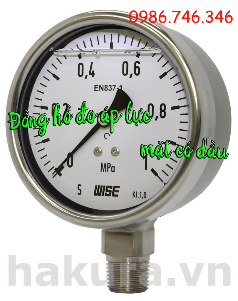Đồng hồ đo áp lực mặt có dầu - hakura.vn