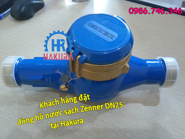 Khách hàng đặt đồng hồ lưu lượng nước sạch Zenner DN25 tại Hakura