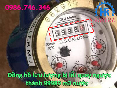 Đồng hồ lưu lượng bị lỗi quay ngược hiển thị sốc 99989 mét khối nước