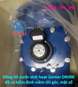 Đồng hồ nước sinh hoạt Zenner DN300 đã có kiểm định niêm chì góc, mặt số