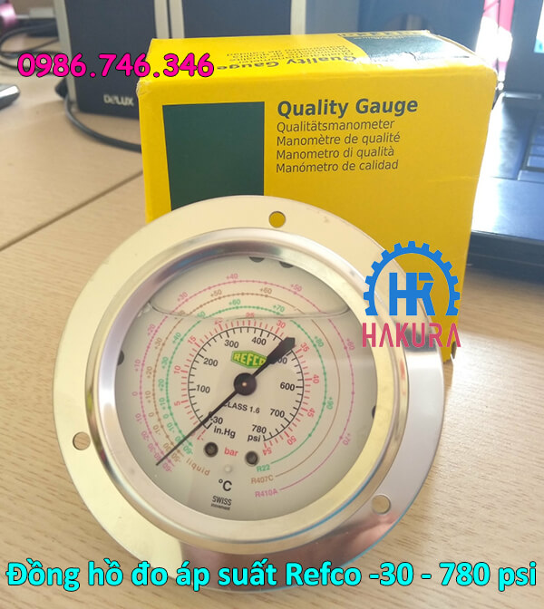 Đồng hồ đo áp suất Refco -30 - 780 psi