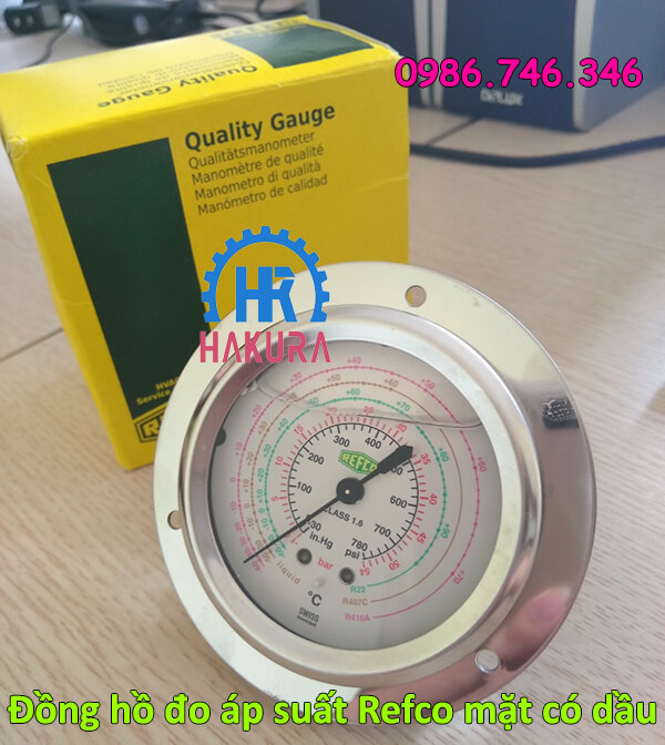Đồng hồ đo áp suất Refco mặt có dầu
