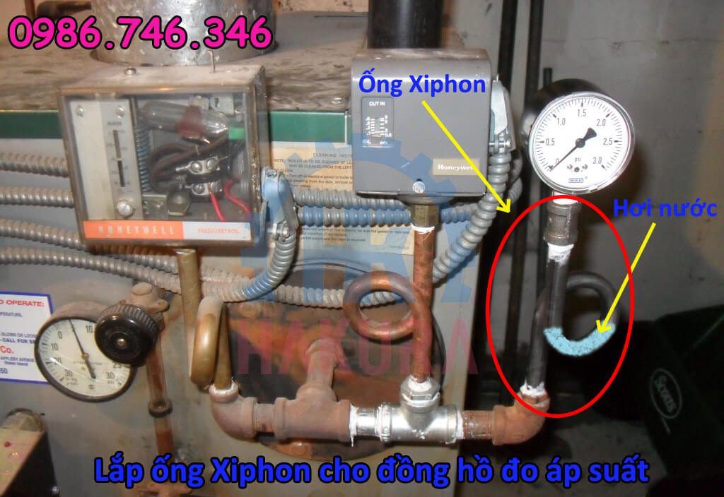 Lắp ống xiphon cho đồng hồ đo áp suất - Hakura.vn