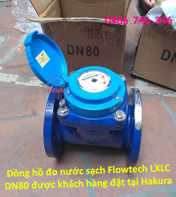 Đồng hồ đo nước sạch Flowtech LXLC DN80 được khách hàng đặt tại Hakura