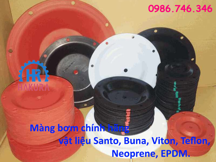 Màng bơm Sandpiper chính hãng vật liệu Santo, Buna, Viton, Teflon, Neoprene, EPDM