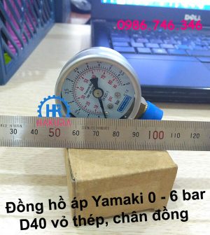 Đồng hồ áp Yamaki 0 - 6 bar D40 vỏ thép chân đồng