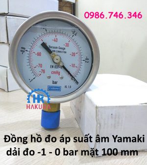 Đồng hồ áp suất âm Yamaki dải đo -1 – 0 bar mặt 100 mm