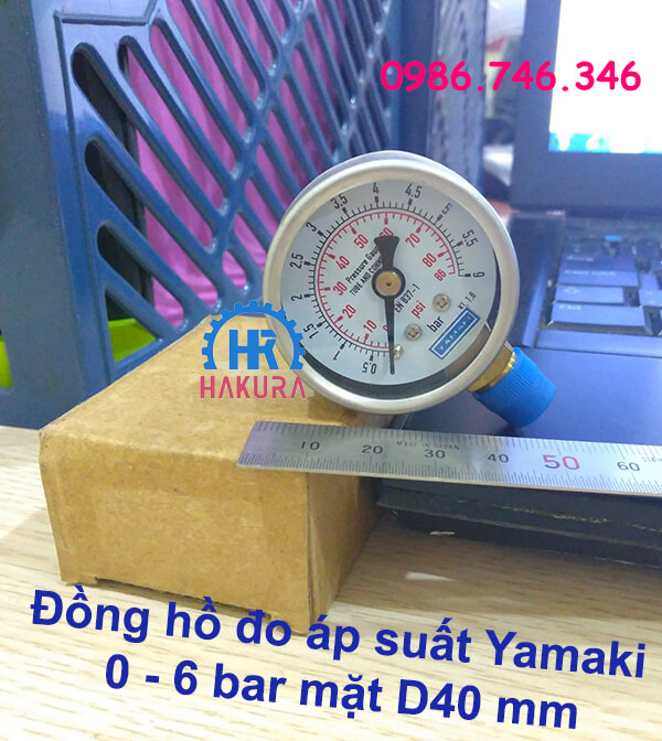 Đồng hồ đo áp suất Yamaki 0 - 6 bar mặt D40 mm