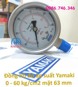 Đồng hồ đo áp suất Yamaki 0 - 60 kg/cm2 mặt D63 mm