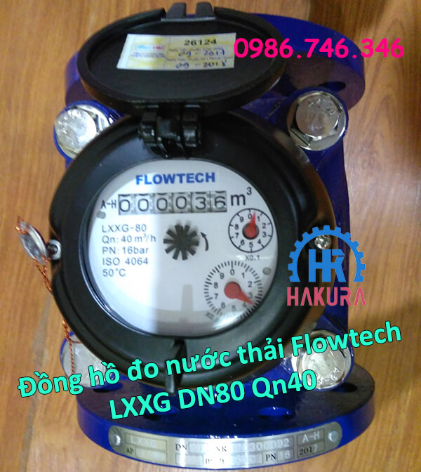 Đồng hồ đo nước thải Flowtech Malaysia LXXG-80 Qn40