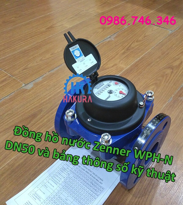 Đồng hồ nước Zenner WPH-N DN50 vả bảng thông số kỹ thuật
