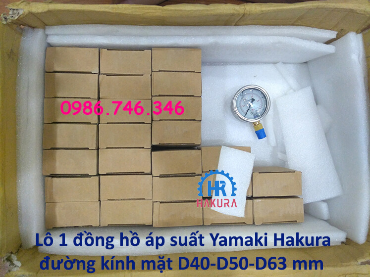 Lô 1 đồng hồ áp suất Yamaki Hakura đường kính mặt D40-D50-D63 mm