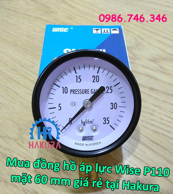 Mua đồng hồ áp lực Wise P110 mặt 60mm giá rẻ tại Hakura