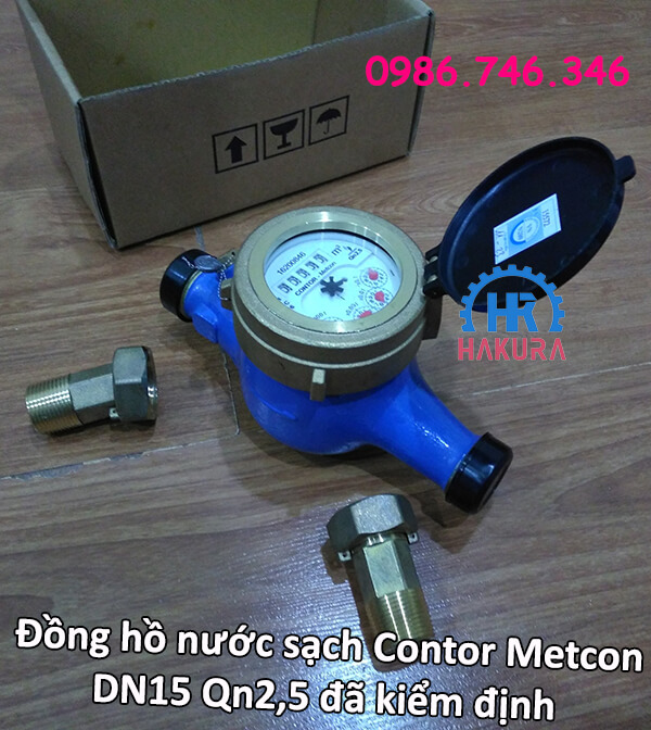 Đồng hồ nước sạch Contor Metcon DN15 Qn2,5 đã kiểm định