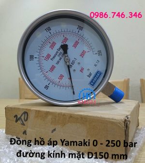 Đồng hồ áp Yamaki 0 – 250 bar đường kính mặt D150 mm