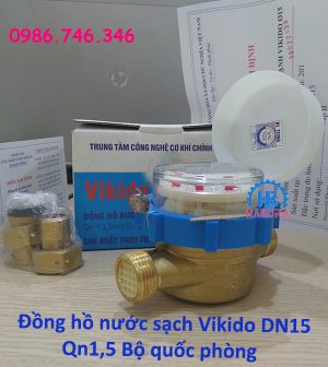 Đồng hồ nước sạch Vikido DN15 Qn1,5 Bộ quốc phòng